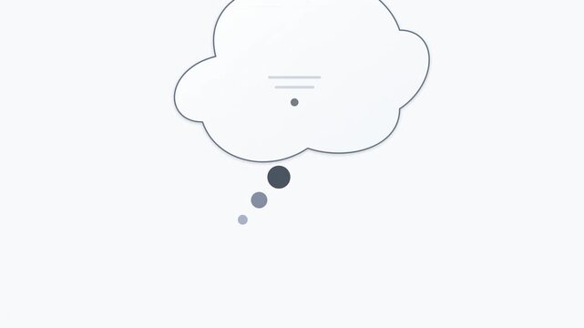 Comic thought bubble animation with cloud shape on light background