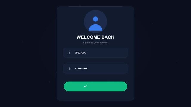 Modern user login interface screen on dark background sign
