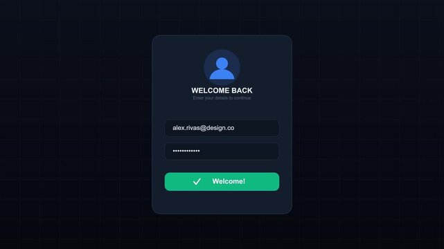 Digital user account login form with email and password fields