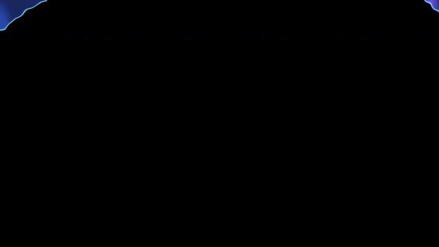 Dark lightning strike and blue liquid wipe transition on transparent background