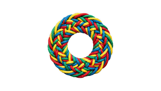 Colorful Braided Rope Ring Isolated on White Background