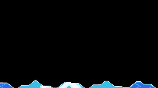 Blue electricity lightning bolt split wipe transition on transparent background