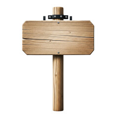 rustic wooden signpost with weathered planks and thick pole for directional information and outdoor advertising. © Manju
