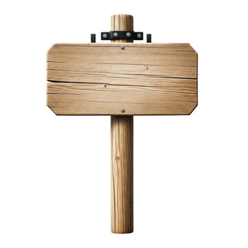 rustic wooden signpost with weathered planks and thick pole for directional information and outdoor advertising.