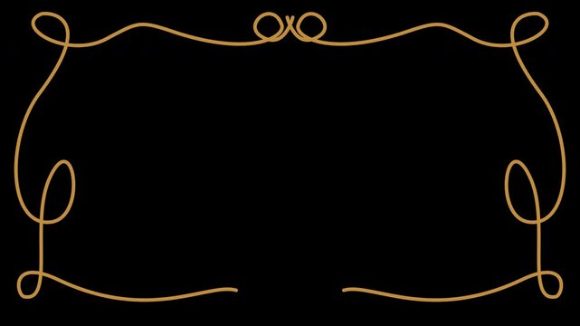Golden swirl ornamental frame with loops on. elegant line art border with copy space