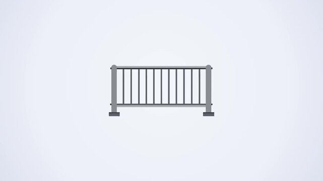 Metal safety barrier in front view on White Background