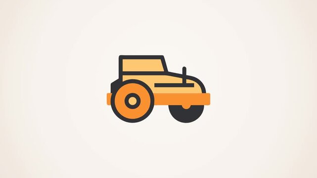 Minimalist illustration of a road roller on White Background
