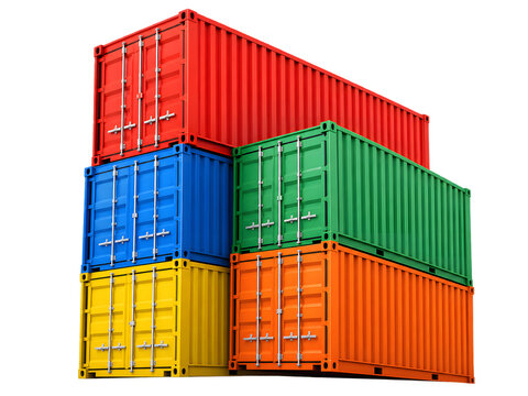 Colorful Stacked Containers Clip Art on Transparent Background, Bright Storage Boxes, Organized Packaging and Minimalist Vector Illustration