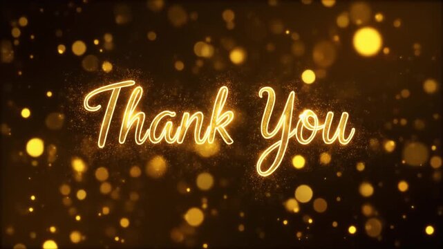 Thank You Animated Text with Golden Bokeh Particles Background.
