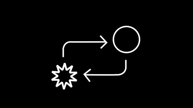 Process icon in flat style isolated on white. Process symbol in black for your web site design on white background