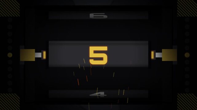 Countdown timer digital clock numbers and circle on dark background.