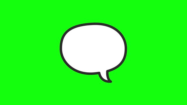 White speech bubble animated blank comic dialog and chat message box wiggling gently in 4k on green screen background.