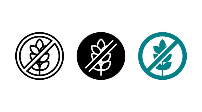 Set of three minimal gluten free vector icons for food packaging and labeling