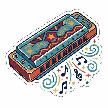 harmonica vector illustration of a pop art style poster