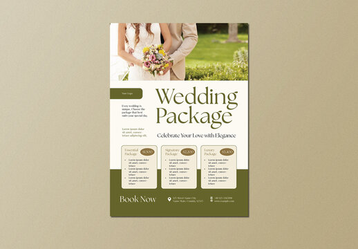 Green and White Modern Clean Simple Wedding Pricelist Flyer