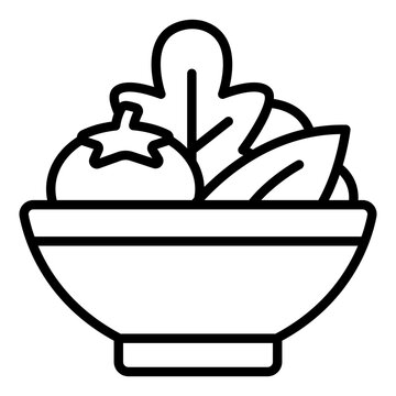 tomato salad outline icon. ripe fruit with crisp leaves. light lunch. restaurant