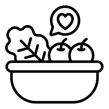 healthy salad outline icon. cherry tomatoes with a heart. wellness choice. nutrition
