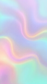 Vertical composition of abstract liquify background featuring pastel color holographic soft single direction wave flow with grain frosted particle texture, ideal for mobile designs.