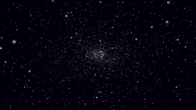 Abstract glowing particles forming a nebula in deep space with slow cinematic movement