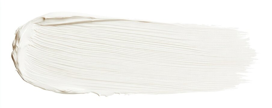 A smooth, creamy white paint stroke on a white background with visible texture and brush marks.