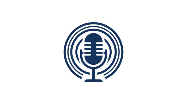 Retro Microphone Icon with Sound Waves - Isolated