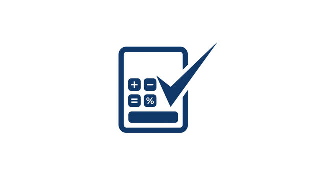 Calculator with Check Mark Icon Isolated