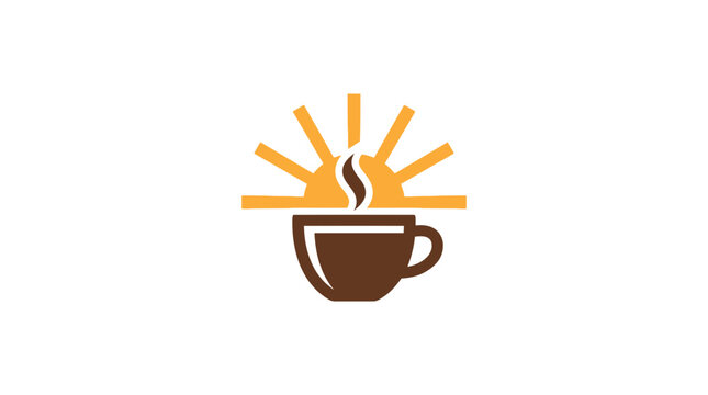 Morning Coffee Sunrise Logo Icon Isolated
