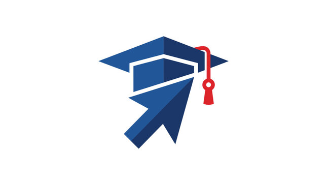 Digital Education Graduation Cap Icon, Online Learning Cursor Pointer