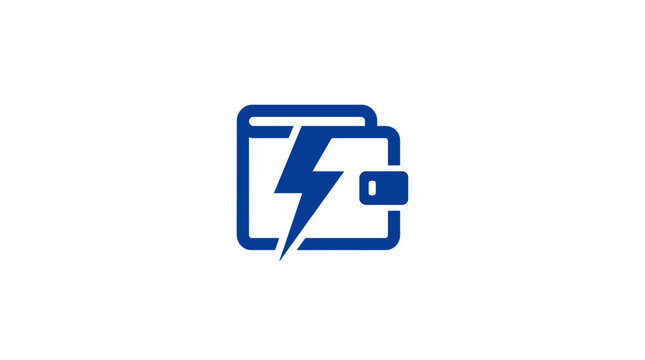 Digital Wallet Icon with Lightning Bolt - Cryptocurrency and Finance Concept