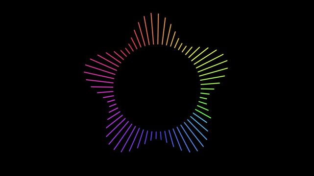 Colorful audio equalizer spectrum circle with spectrum waves in rainbow gradient