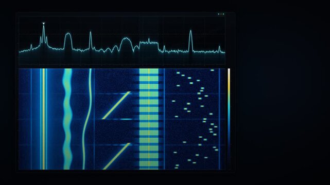 Radio Spectrum Analyzer Signal Trace and Waterfall Display Seamless Loop