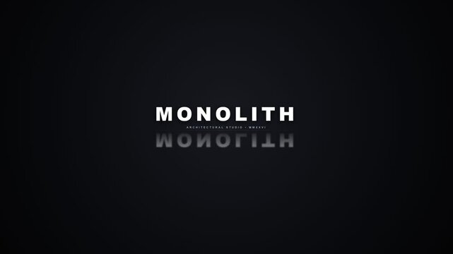Modern architectural studio logo reveal featuring sleek reflective typography on a minimalist black background surface