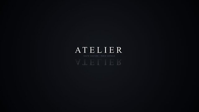 Elegant haute couture fashion atelier logo glowing smoothly against a dark minimalist luxury background