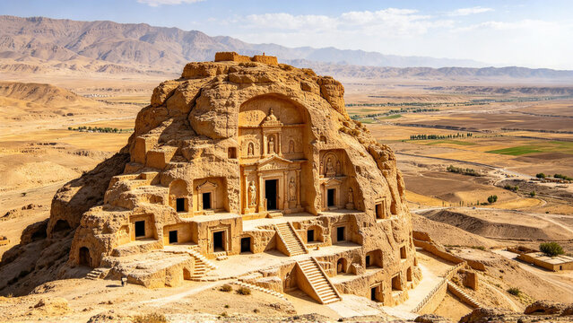 Takht-e Rostam Afghanistan ancient Buddhist cave monastery carved into rocky hilltop