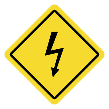 Yellow Diamond Warning Sign with Black Lightning Bolt Symbol.