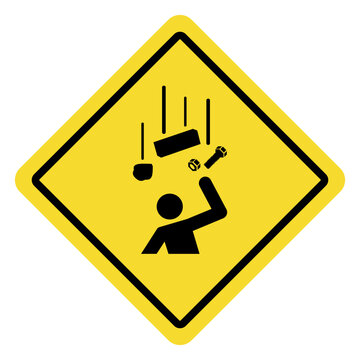 Warning Sign Falling Objects Hazard Symbol.