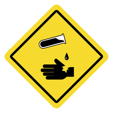 Corrosive Substance Warning Sign Danger Symbol.