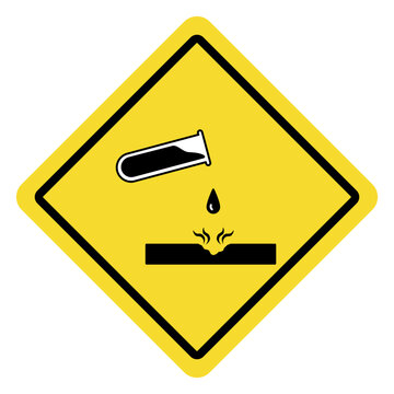 Corrosive Substance Warning Symbol Hazard Sign.