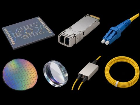 optical communication components with transceiver lens and fiber cable