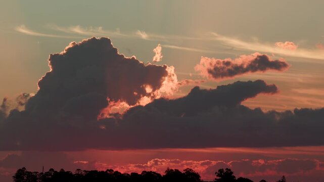 a zoom in sunset clip looking west from cleveland point of brisbane in queensland, australia