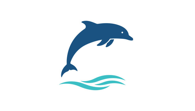 Sleek blue dolphin jumping gracefully over beautiful turquoise sea waves, symbolizing ocean life and marine freedom.