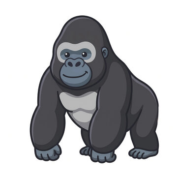 Cute gorilla character cartoon vector illustration isolated on white background