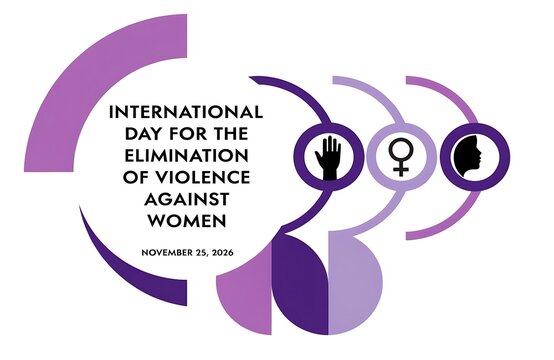 International day for the elimination of violence against women graphic with rights gender equality human social awareness purple stop campaign hand sign