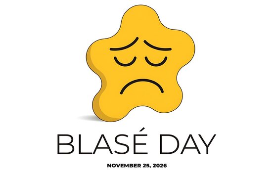 Blase day typography celebration concept banner with character expression background illustration template minimalist creative indifference greeting