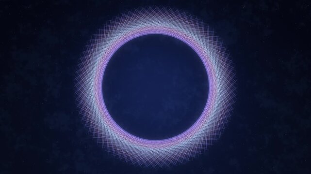 Calm Pastel Line Art Mandala Intro, Rotating Rosette Reveal on Dark Blue Background, Copy Space for Title