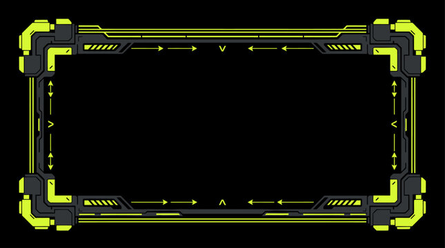 Futuristic Neon Green Sci Fi HUD Frame with Industrial Tech Details