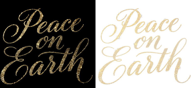 Peace on earth holiday typography isolated on transparent background