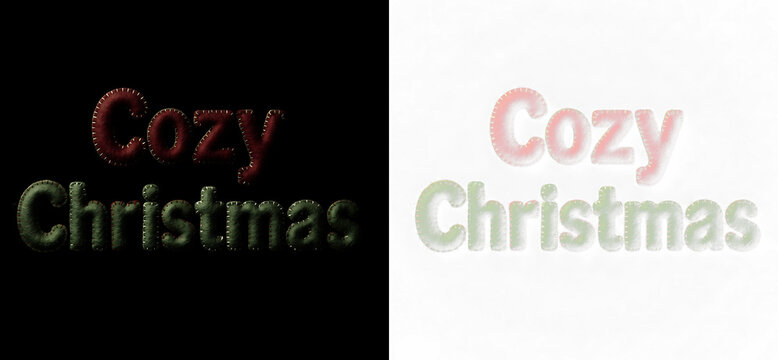 Cozy christmas felt text effect on black and transparent background