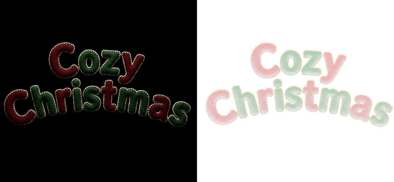 Cozy christmas felt lettering set isolated on transparent background
