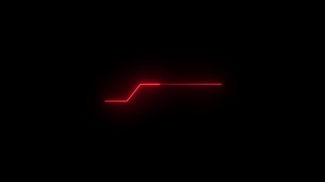 Glowing red neon HUD lower third bar with a thin angled outline line on a dark black background. Futuristic sci-fi title banner design with a bright crimson glow.